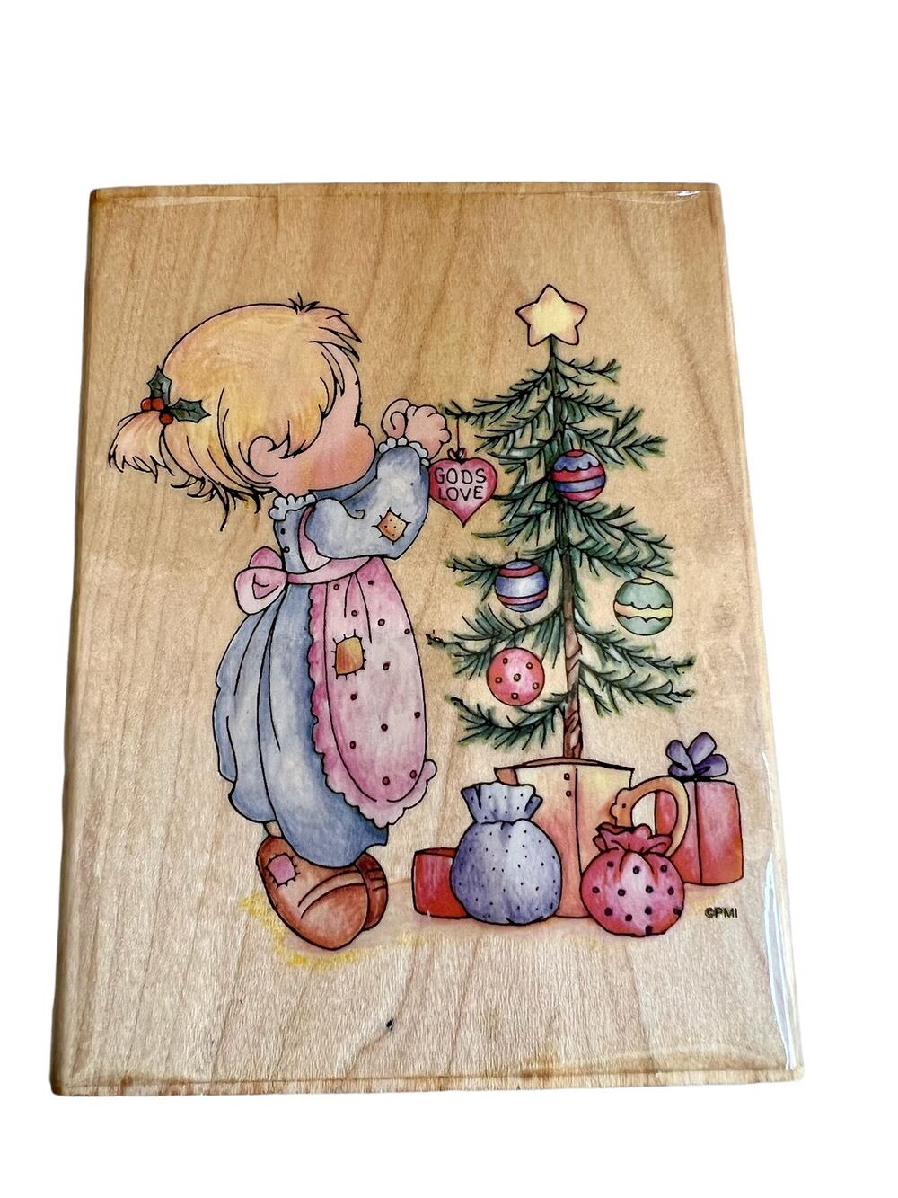Vintage 1995 Precious Moments Rubber Stamp Christmas God Sent His Best